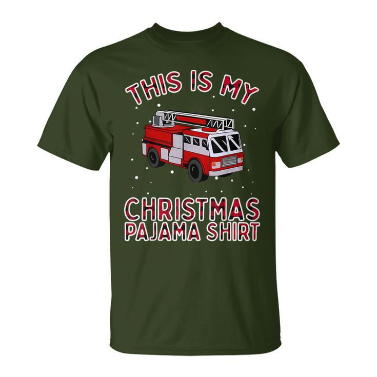 Firefighter Christmas Pajama Fire Truck Fireman T-Shirt