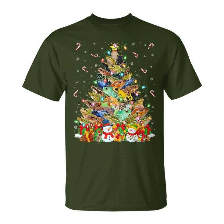 Frog Xmas Lighting Santa Frog Christmas Tree T-Shirt