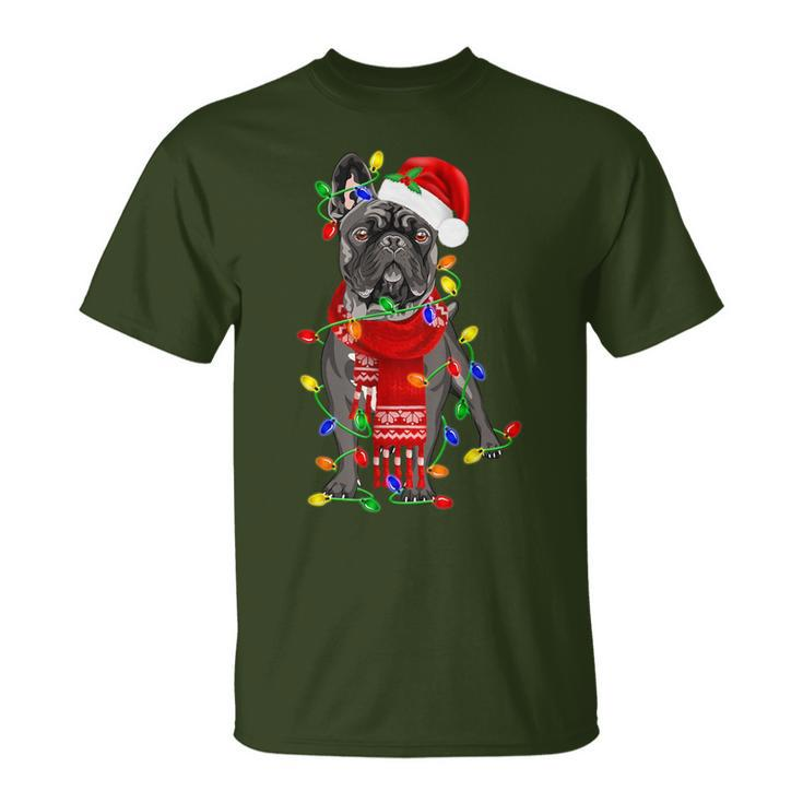 French Bulldog Dog Tree Christmas Lights Xmas Pajama T-Shirt