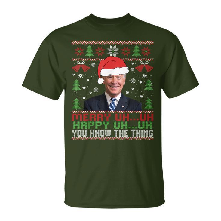 Santa Joe Biden Merry Uh Uh Christmas Ugly T-Shirt