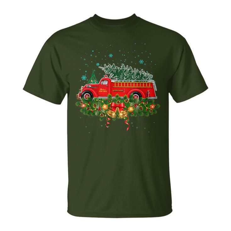 Xmas Lighting Tree Santa Ugly Fire Truck Christmas T-Shirt