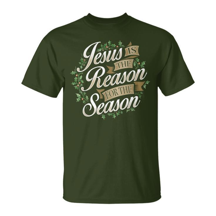 Jesus Is The Reason For The Season Christmas Wreath T-Shirt