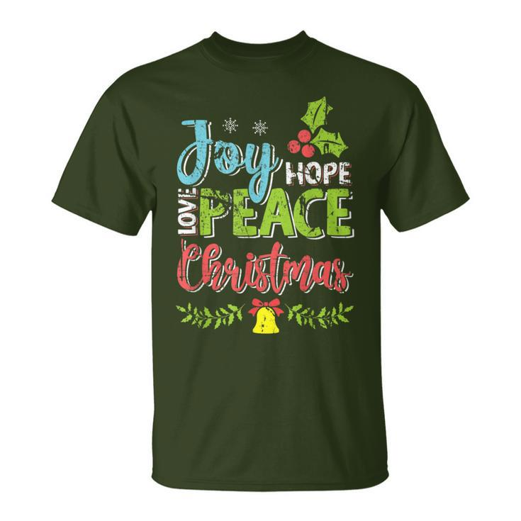 Joy Hope Love Peace Christmas Season Wishes Distressed T-Shirt