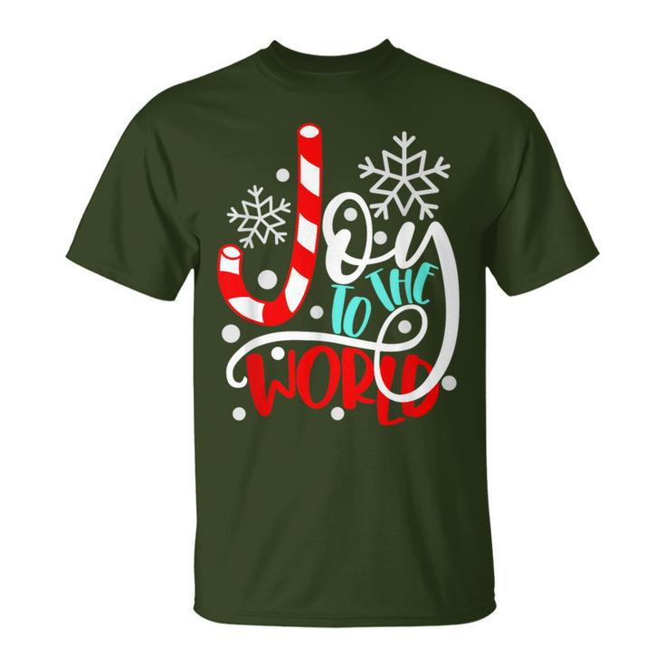 Joy To The World Candy Cane Christmas T-Shirt