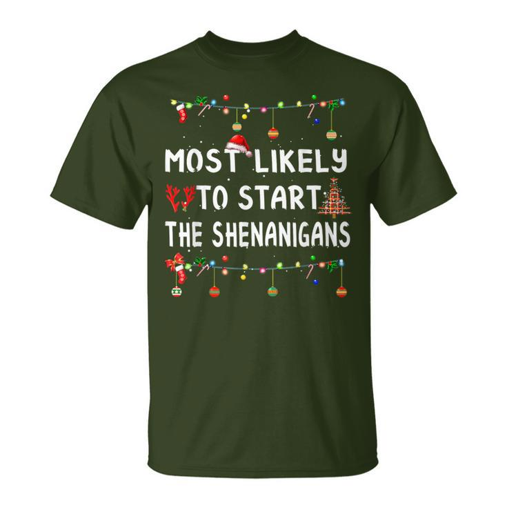 Most Likely To Christmas Matching Family Pajamas T-Shirt
