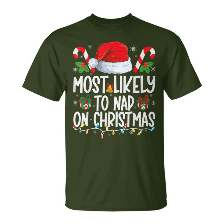 Most Likely To Nap On Christmas Family Matching Christmas T-Shirt