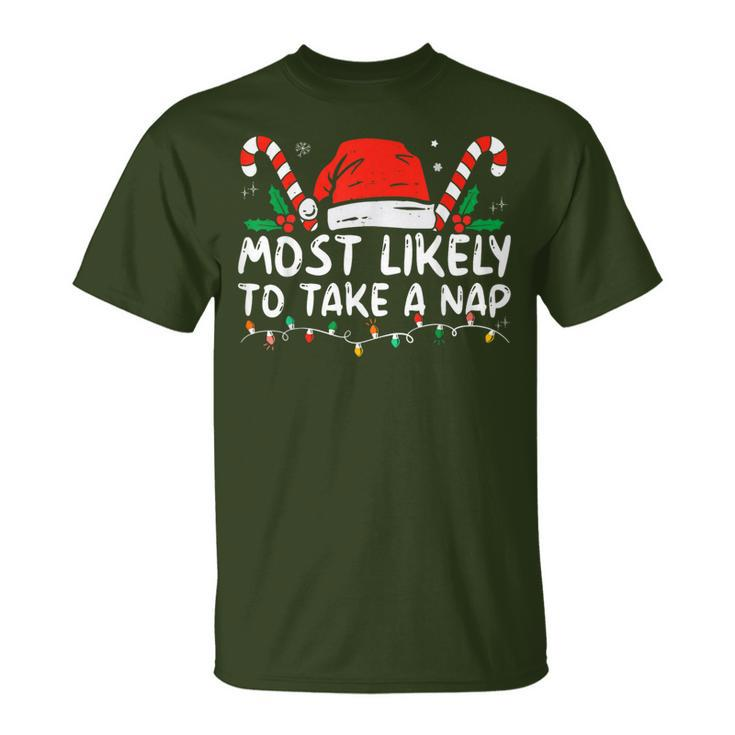 Most Likely To Take A Nap Family Matching Christmas T-Shirt