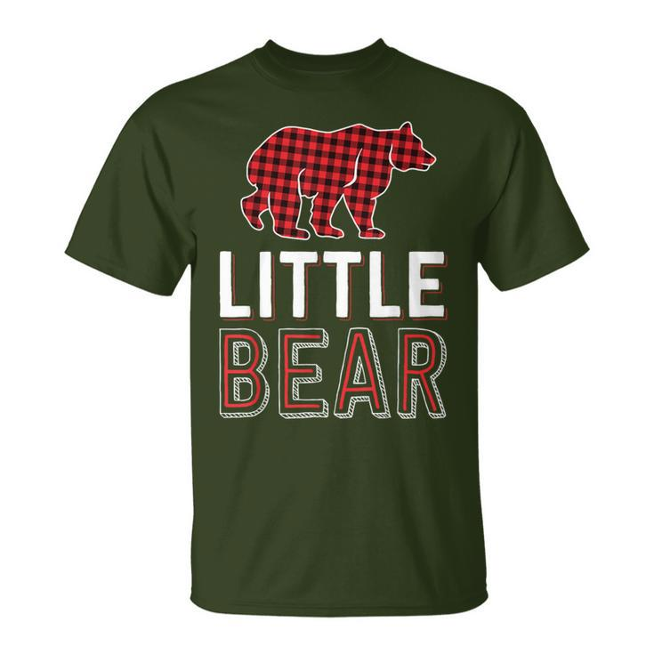 Little Bear Kid Red Buffalo Plaid Matching Family Christmas T-Shirt