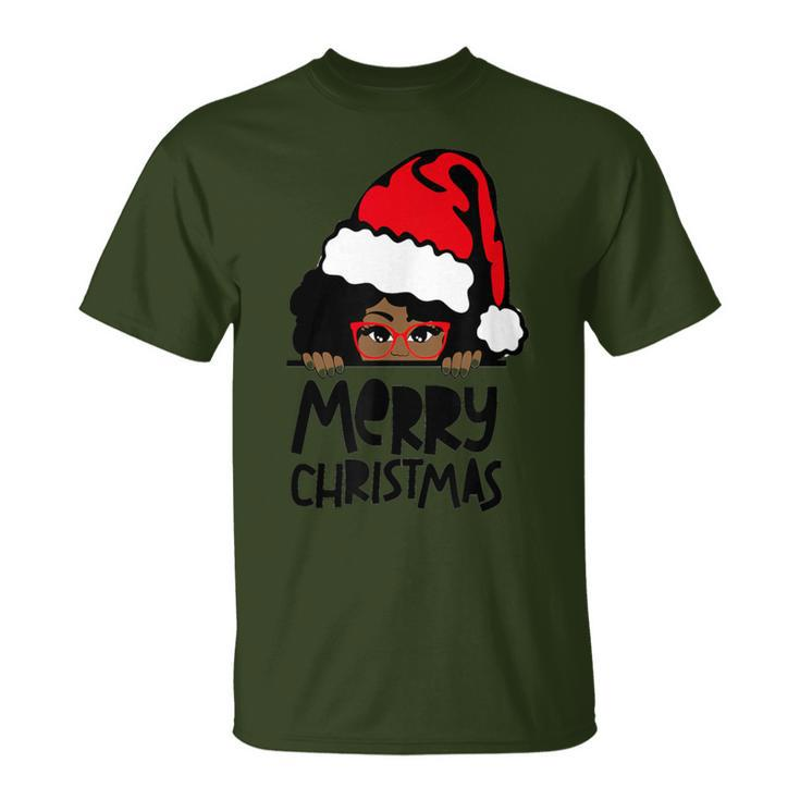 That Melanin Christmas Mrs Claus Santa Black Peeking Claus T-Shirt