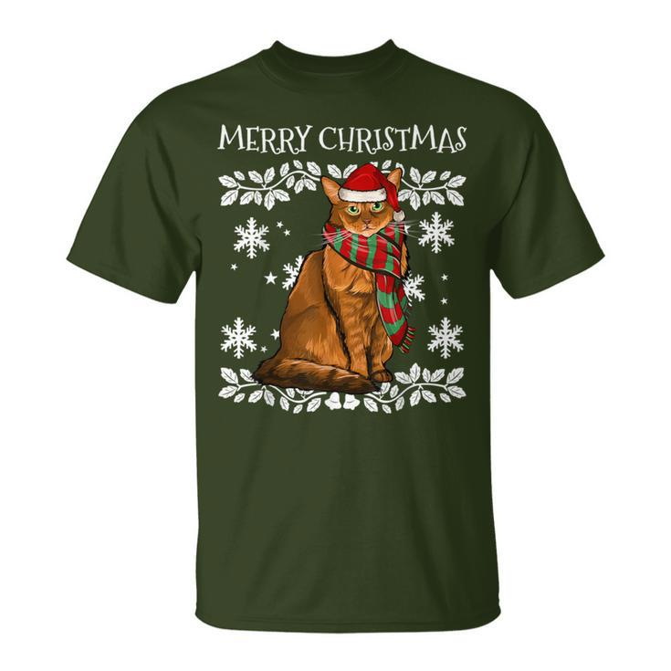 Merry Christmas Ornament Somali Cat Xmas Santa T-Shirt
