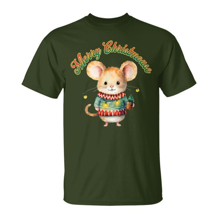 Merry Christmouse Cute Christmas Mouse T-Shirt