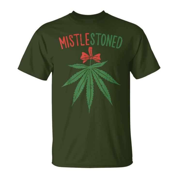 Mistlestoned Weed Stoner Christmas Marijuana 420 T-Shirt