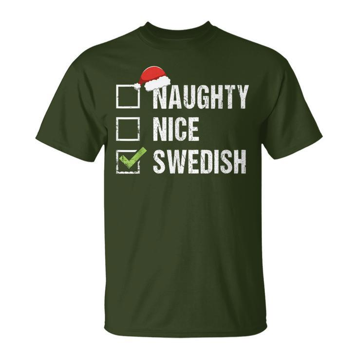 Naughty Nice Swedish Santa Hat Christmas T-Shirt