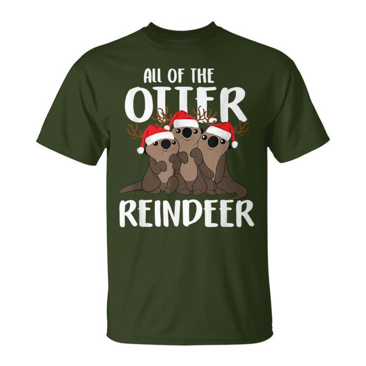 All Of The Otter Reindeer Christmas Osprey Pajamas T-Shirt