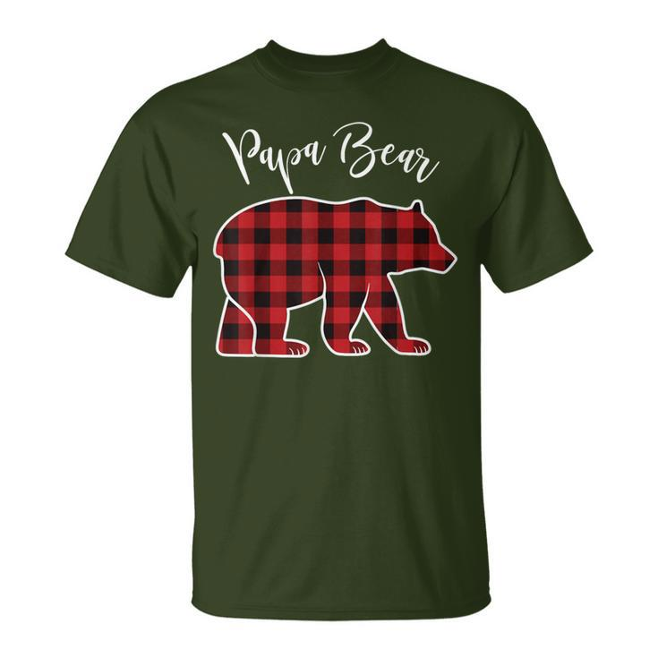 Papa Bear Pajama Red Buffalo Xmas Family Christmas T-Shirt