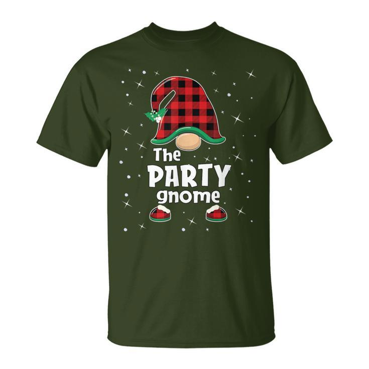 Party Gnome Buffalo Plaid Matching Christmas Pajama T-Shirt