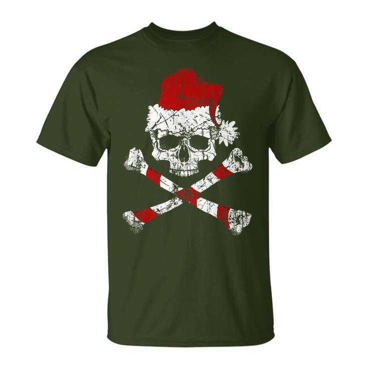 Pirate Christmas Jolly Roger Santa Hat T-Shirt