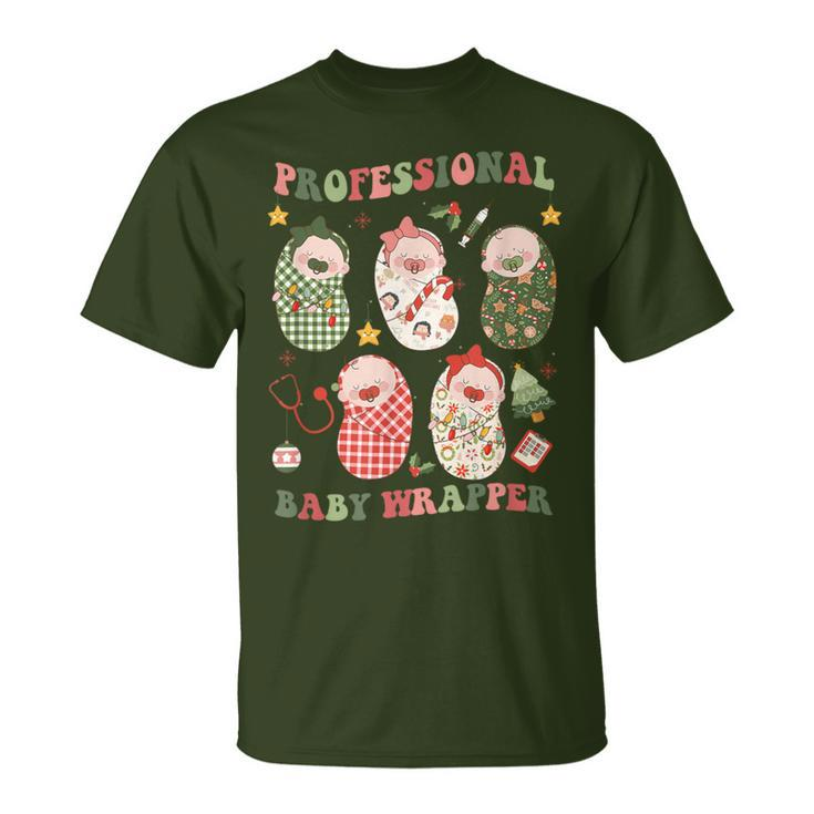 Professional Baby Wrapper Labor And Delivery Christmas Nurse T-Shirt