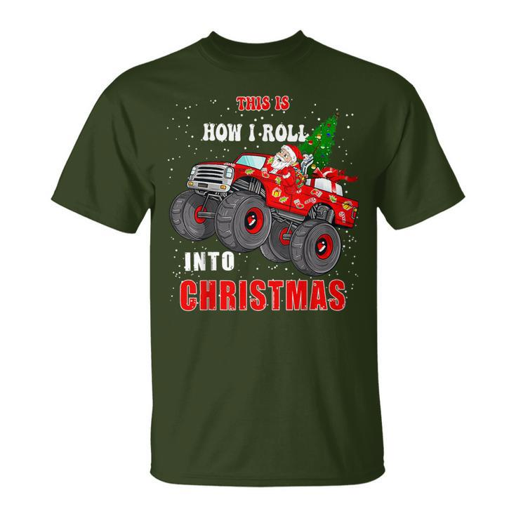 Santa Claus Monster Truck Boys Christmas Xmas T-Shirt