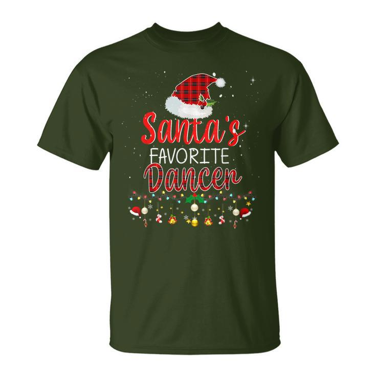 Santa's Favorite Dancer Plaid Holiday Family Matching T-Shirt