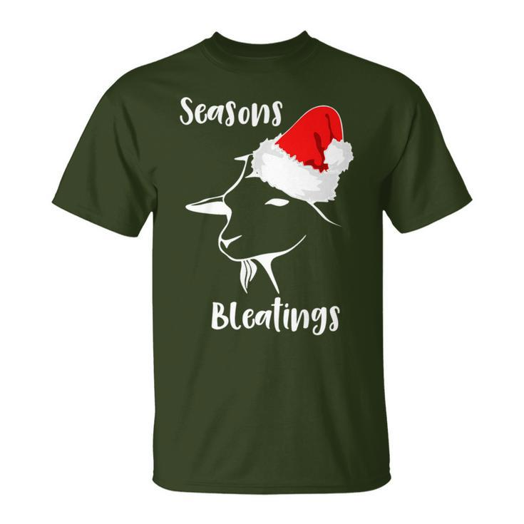 Seasons Bleatings Christmas Goat Santa Hat T-Shirt