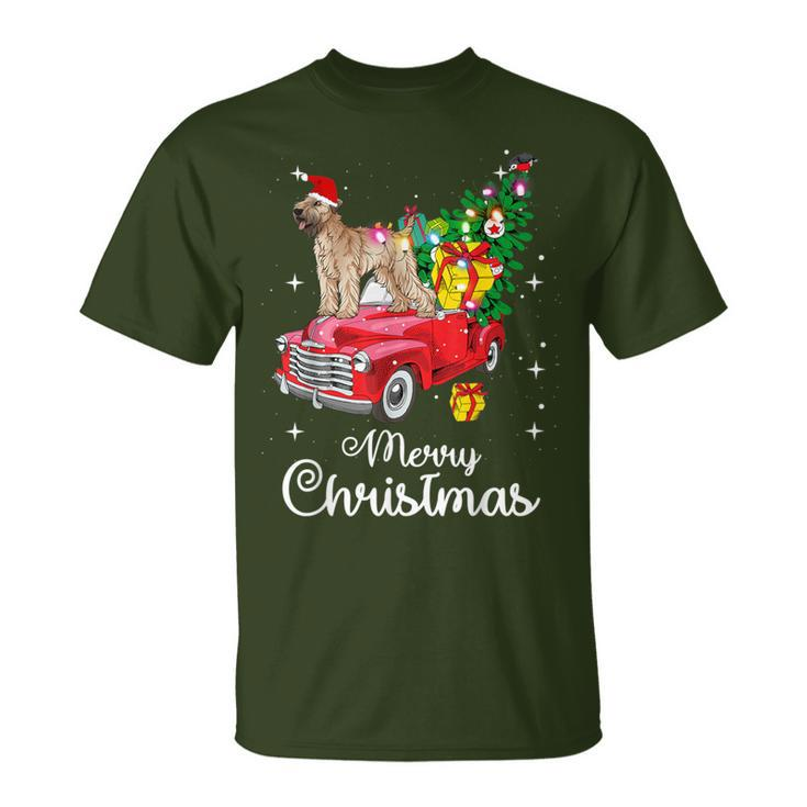 Soft Coated Wheaten Terrier Rides Red Truck Christmas T-Shirt