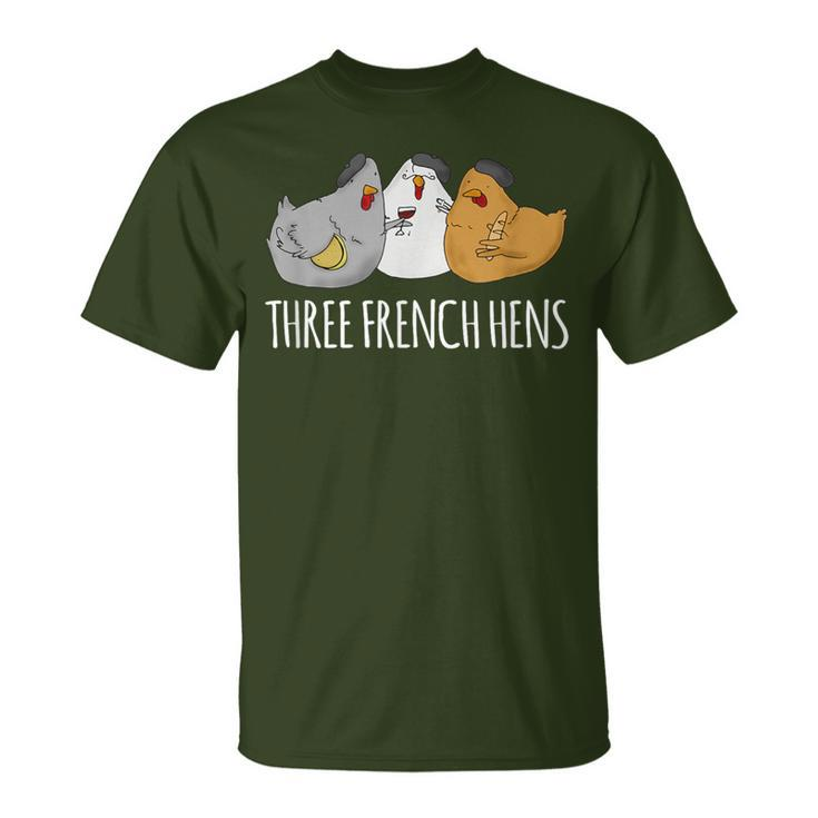 Three French Hens Cute Christmas Song T-Shirt