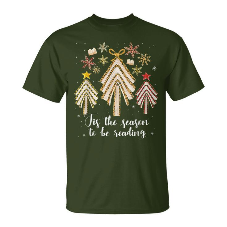 Tis The Season To Be Reading Librarian Christmas Tree T-Shirt