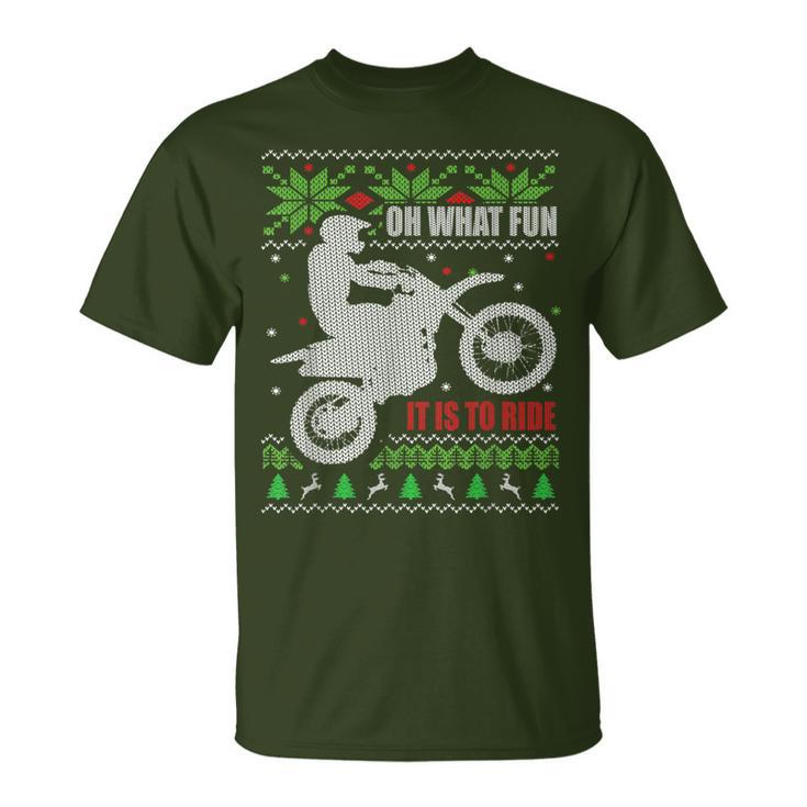 Ugly Christmas Sweater Dirt Bike Motorcycle Motocross Biker T-Shirt