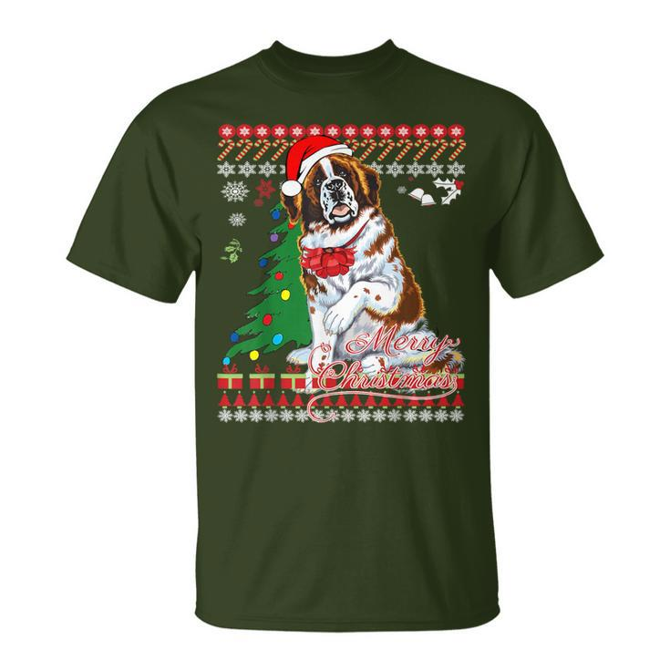 Ugly Christmas Sweater Saint Bernard Dog T-Shirt