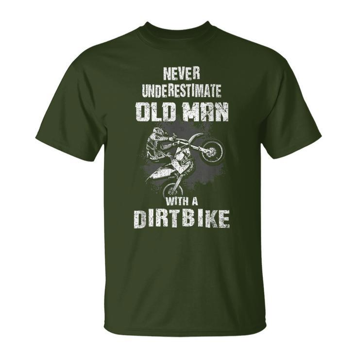 Never Underestimate An Old Man With A Dirt Bike Christmas T-Shirt