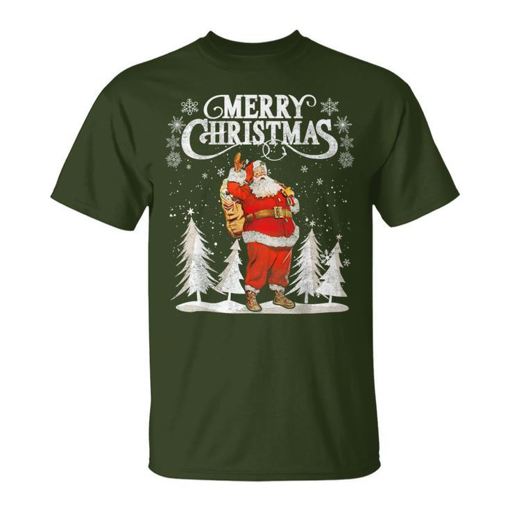 Vintage Retro Merry Christmas Santa Claus Pajama Family T-Shirt