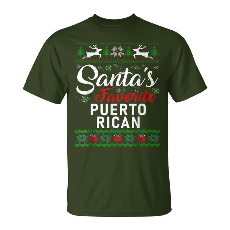 Vintage Santa Claus Favorite Puerto Rican Christmas Tree T-Shirt