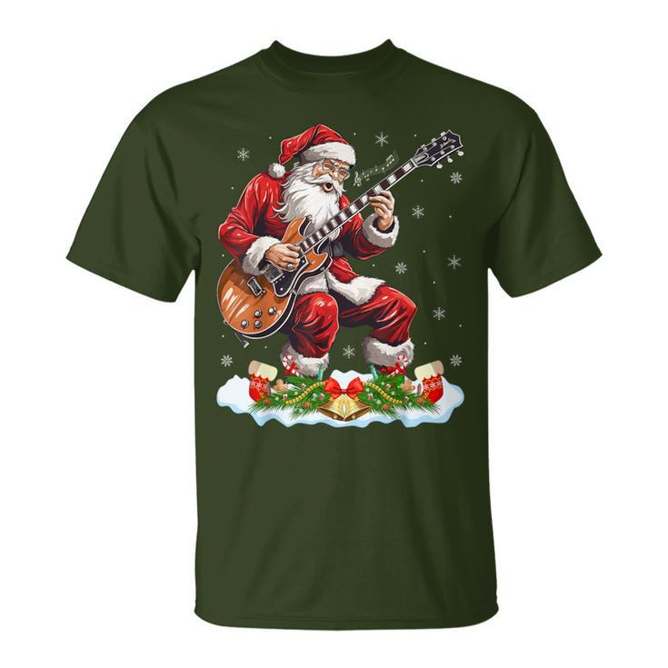 Xmas Guitarist Santa Playing Guitar Christmas T-Shirt