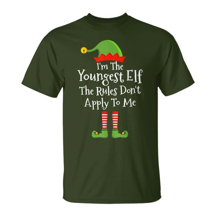 Youngest Elf Rules Don't Apply Christmas Matching Family T-Shirt