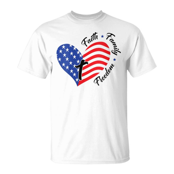 Faith Family Freedom Usa Flag July 4Th American Women Girls  Unisex T-Shirt