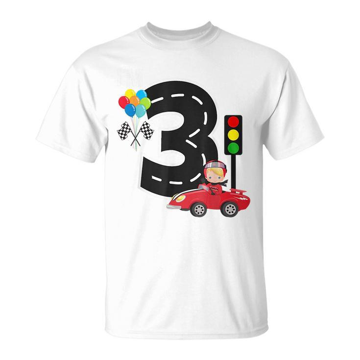 3Rd Birthday Boys Race Car Racecar  3 Year Old Unisex T-Shirt