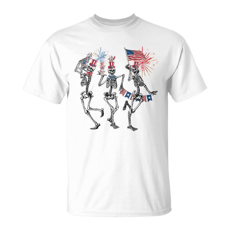 4Th July Independence Day Dancing Skeletons America Flag Unisex T-Shirt