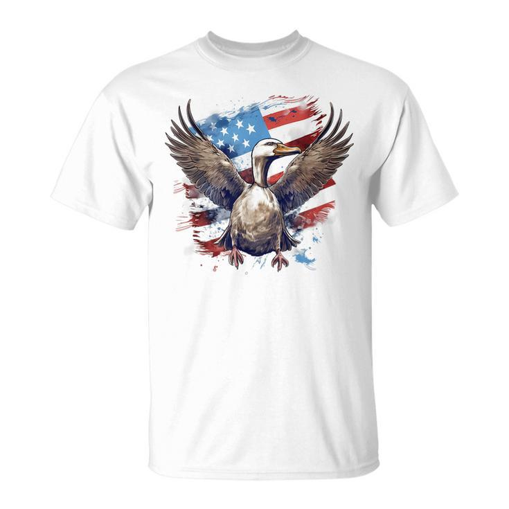 4Th Of July Us Flag Goose  Unisex T-Shirt