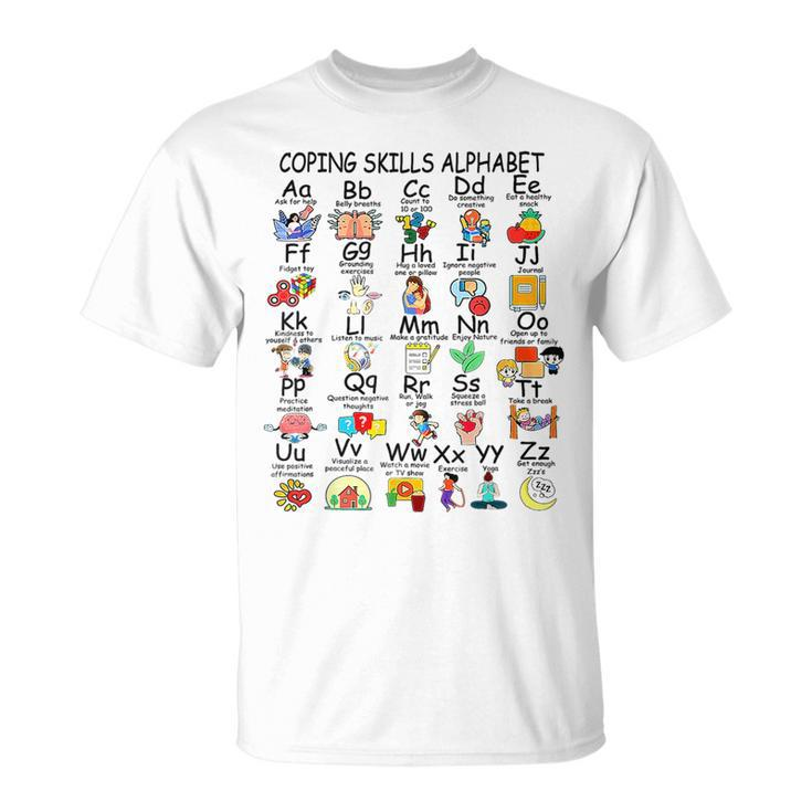 Abc Coping Skills Alphabet Mental Health Awareness Counselor  Unisex T-Shirt