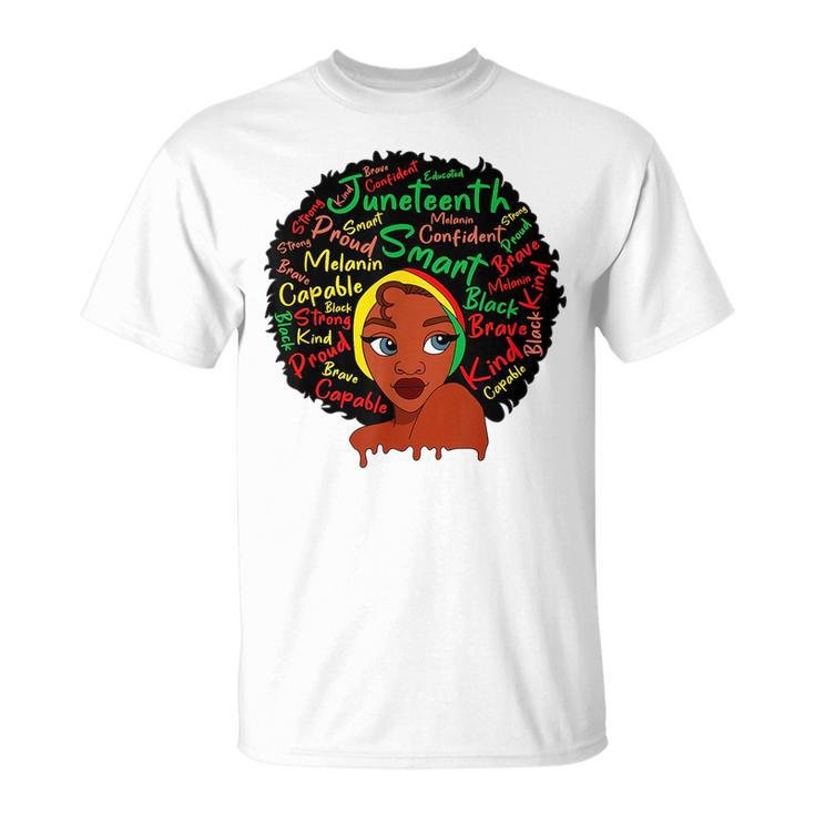 Afro Woman Headscarf Nubian Junenth Black History  Unisex T-Shirt