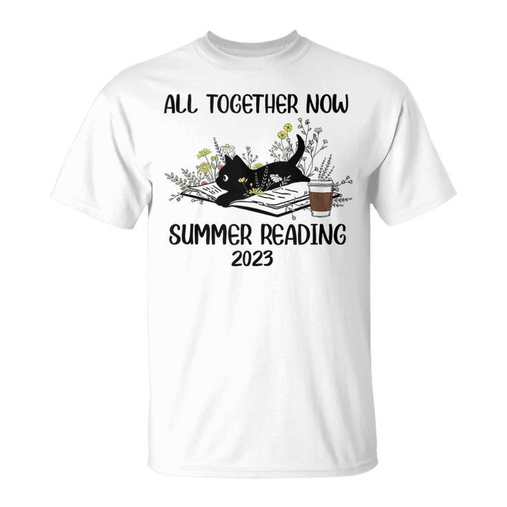 All Together Now Summer Reading 2023 Groovy Cat Book Lover Unisex T-Shirt