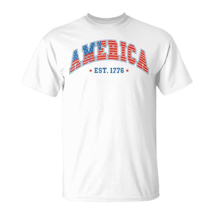 America Est 1776 Patriotic Usa 4Th Of July America Flag  Unisex T-Shirt