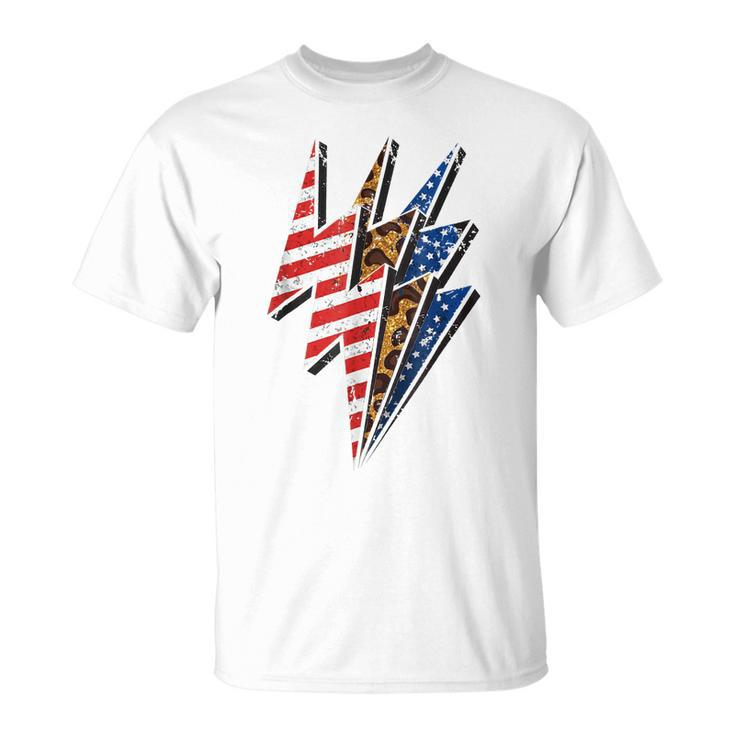 America Leopard Cheetah Lightning Bolt 4Th Of July Patriotic  Unisex T-Shirt