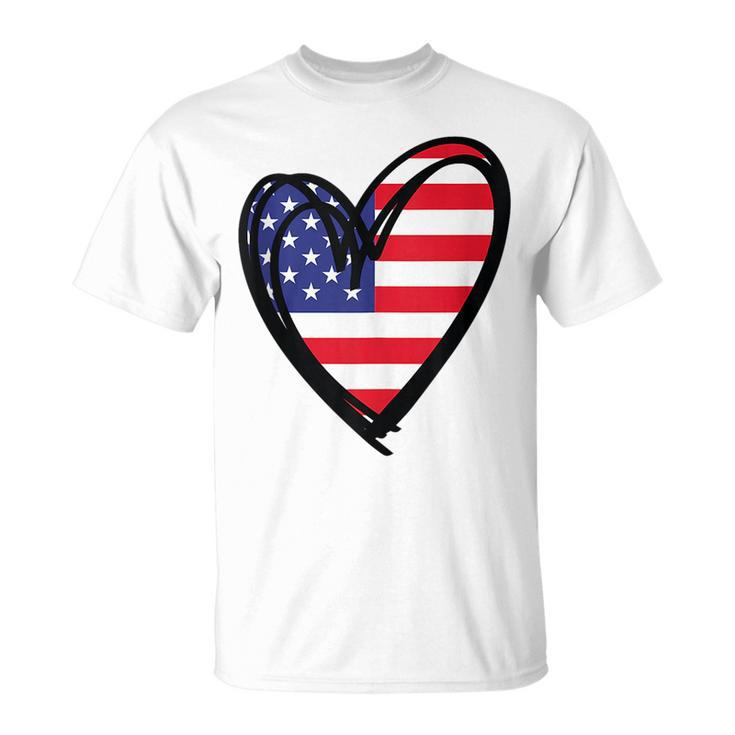 American Flag Heart 4Th Of July Usa Patriotic Pride Patriotic Funny Gifts Unisex T-Shirt