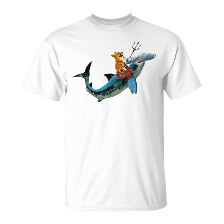 Aquadog The Corgi Rides Hammerhead Shark  Of Radness Unisex T-Shirt