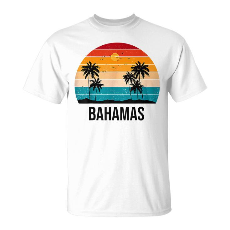 Bahamas Sunset Vintage Souvenir Palm Tree Beach Sun  Unisex T-Shirt