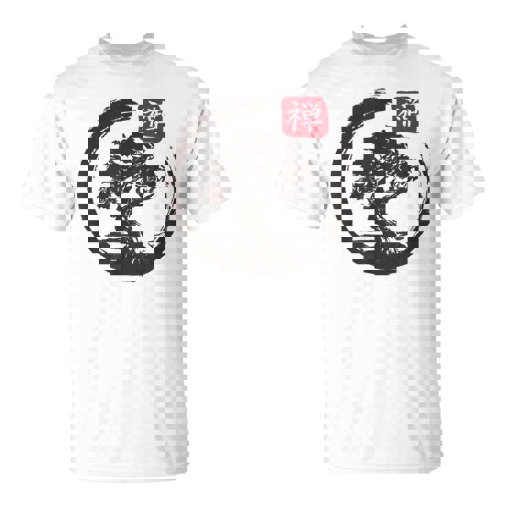 Bonsai Tree In Japanese Zen Buddhist Spiritual Nature T-Shirt