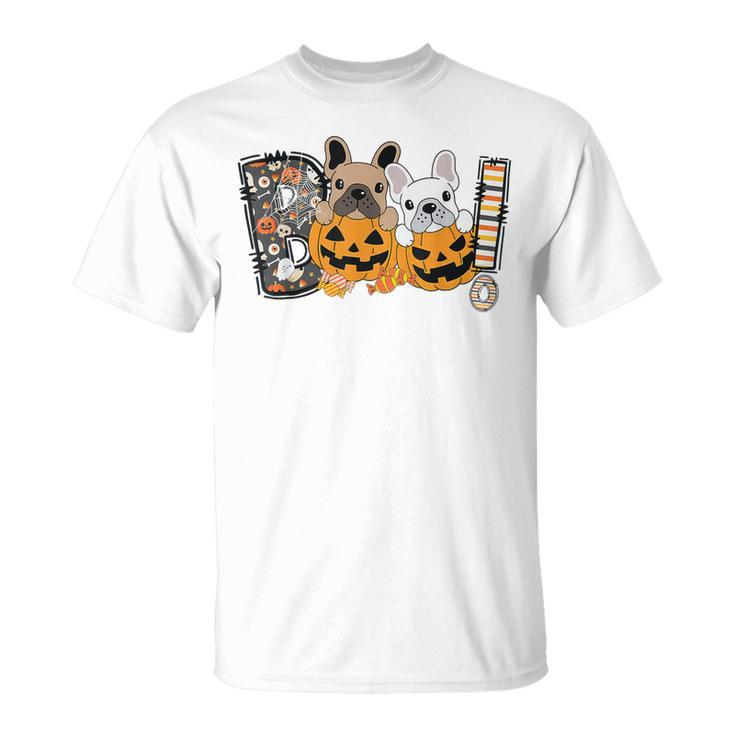 Boo French Bulldog Pumpkin Candy Dog Puppy Halloween Costume T-Shirt