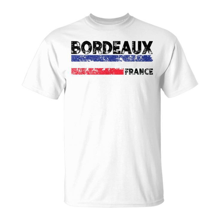 Bordeaux France Flag Tricolor French Distressed Cool T-Shirt